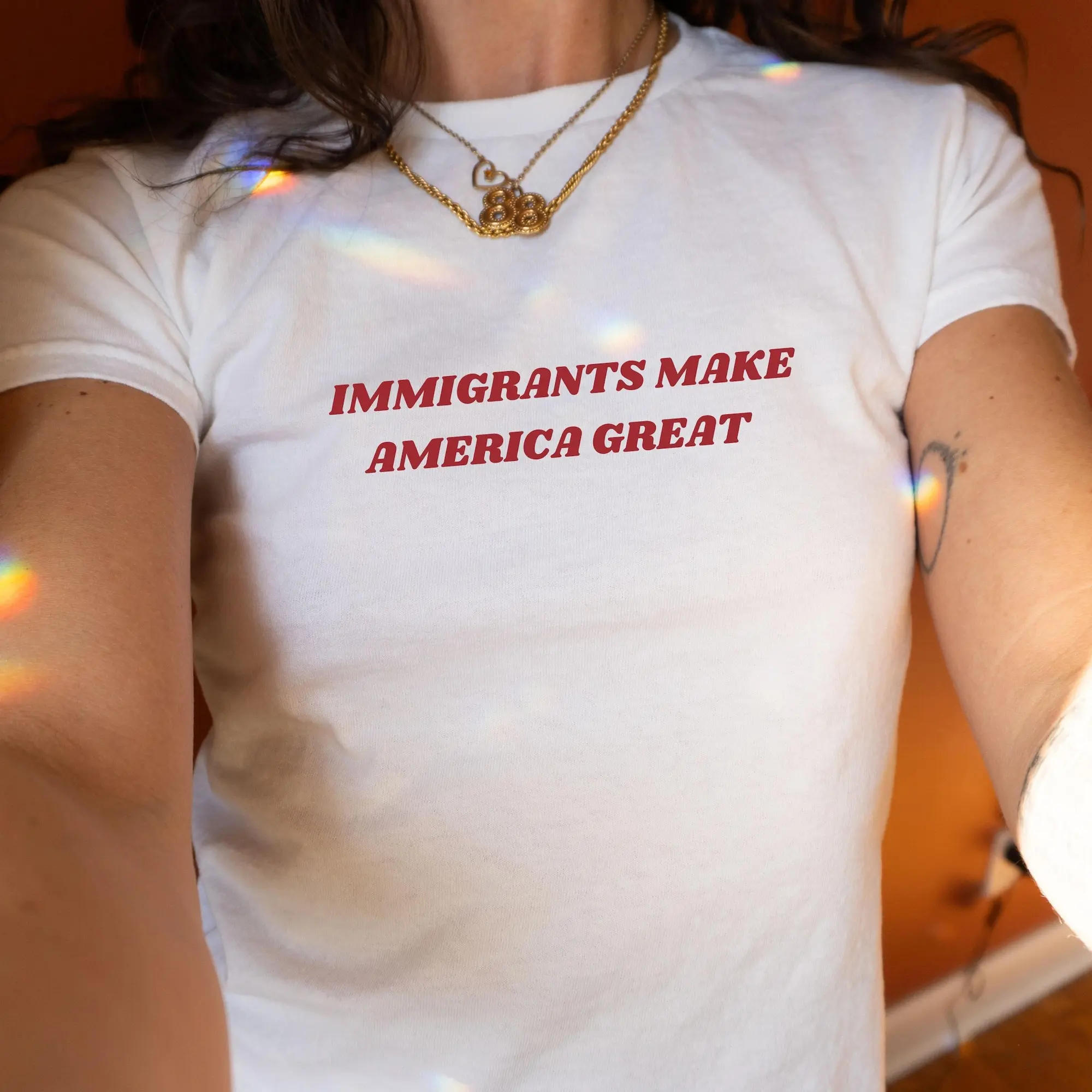 Immigrants Make America Great Y2k Baby Tee Pro-immigration Baby Tee Activist Shirt Social Justice Tee Anti-racism Equal Rights , Gift For Her, 2