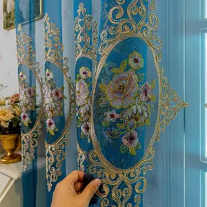 Rose Pattern Sheer Curtain, 2 Counts/set European Style Transparent Curtain, Home Decoration Curtain, Home Curtain for Living Room, Bedroom, Dining Room, Office, Balcony