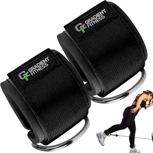 Gradient Fitness Ankle Straps for Cable Machine (2 Pack) | Neoprene Padded Cable Ankle Strap | Glute Kickback, Leg Extension and Hip Abductor Attachment | Cable Machine Attachment for Women and Men