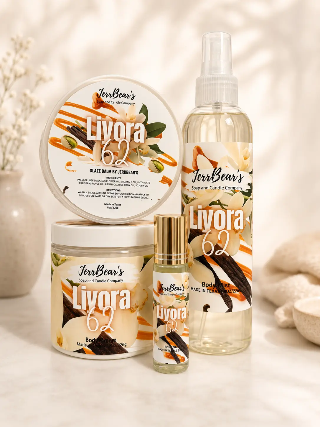 The Complete Glaze Layering Collection - Includes a Glaze Balm by JerrBear's, Perfume Oil, Mist, Cream - Daily Use, Holiday Gifting