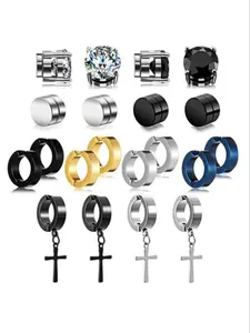 Magnetic Ear Studs Stainless Steel Zirconia Clip Earrings No Piercing Unisex Men Women Fashion Jewelry Accessories Magnetic Earrings Set