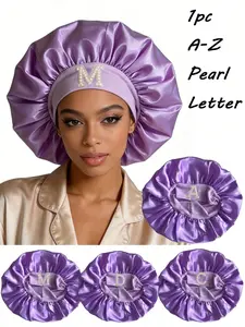 1pc Unisex Personalized A-Z Letter Silk Satin Bonnet, Soft Satin Sleep Cap, Hair Care Cap, Sleep Bonnets, Hair Protection Frizz Control & Gift For Valentine's Day