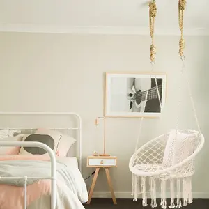 Chair Macrame Swing Chair Handmade Knitted Hanging Cotton Rope Chair for Indoor/Outdoor Home Patio Deck Yard Garden Reading Leisure