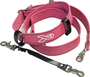 Fully Involved Leatherworks Black Leather Radio Strap with Anti-Sway Strap - Breast Cancer Radio Strap Combo