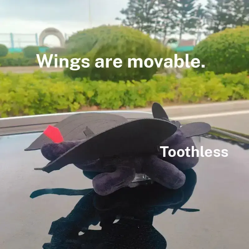 Toothless Car Exterior Decoration Wing Movable Roof Sunroof Decoration Doll Motorcycle Helmet Small Accessories Hanging Decoration Car Ornament Car Accessory Car Decorations