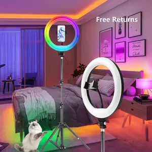 10 inch LED Ring Light with Tripod Stand & Phone Holder Tall 43.3'', Dimmable Mode, Selfie Circle light for Phone Camera Filming Makeup Streaming # ring light with tripod #SummerWins#FathersDayGift