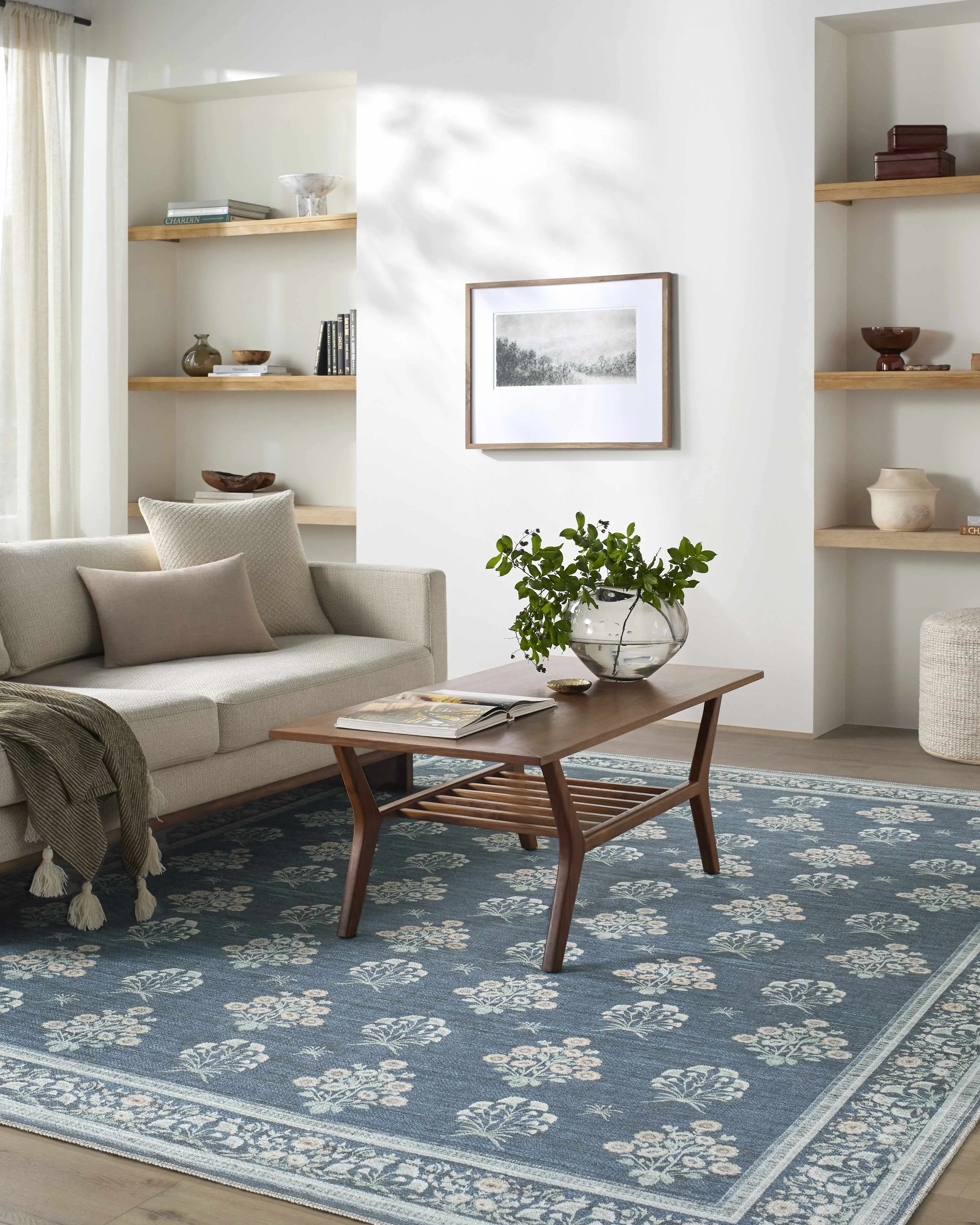 Aquene Rectangle Denim Washable Area Rug