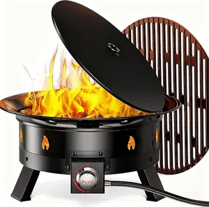 19/21/24-Inch Large Propane Fire Pit with Grill Grate, Folding Legs, Hose Hooks, Propane Tank Holder, Cover & Carry Strap, CSA Certified Portable Outdoor Fire Pit for Camping, 58,000 BTU#TikTokShopBlackFriday