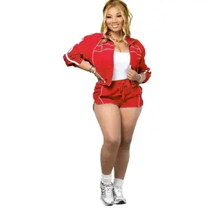 Two-Piece Set for Women 2025 Patchwork Long Sleeve Jacket Shorts Set Trendy Sportswear Style