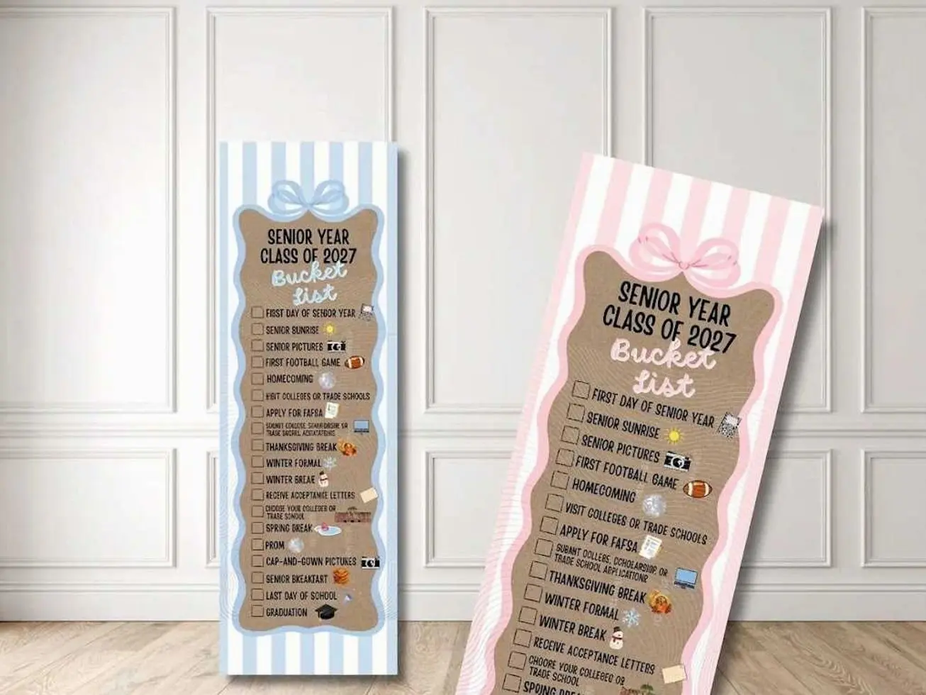 Senior Year Bucket List Banner, Class of 2027 Graduation Banner, Senior Checklist, Senior Banner