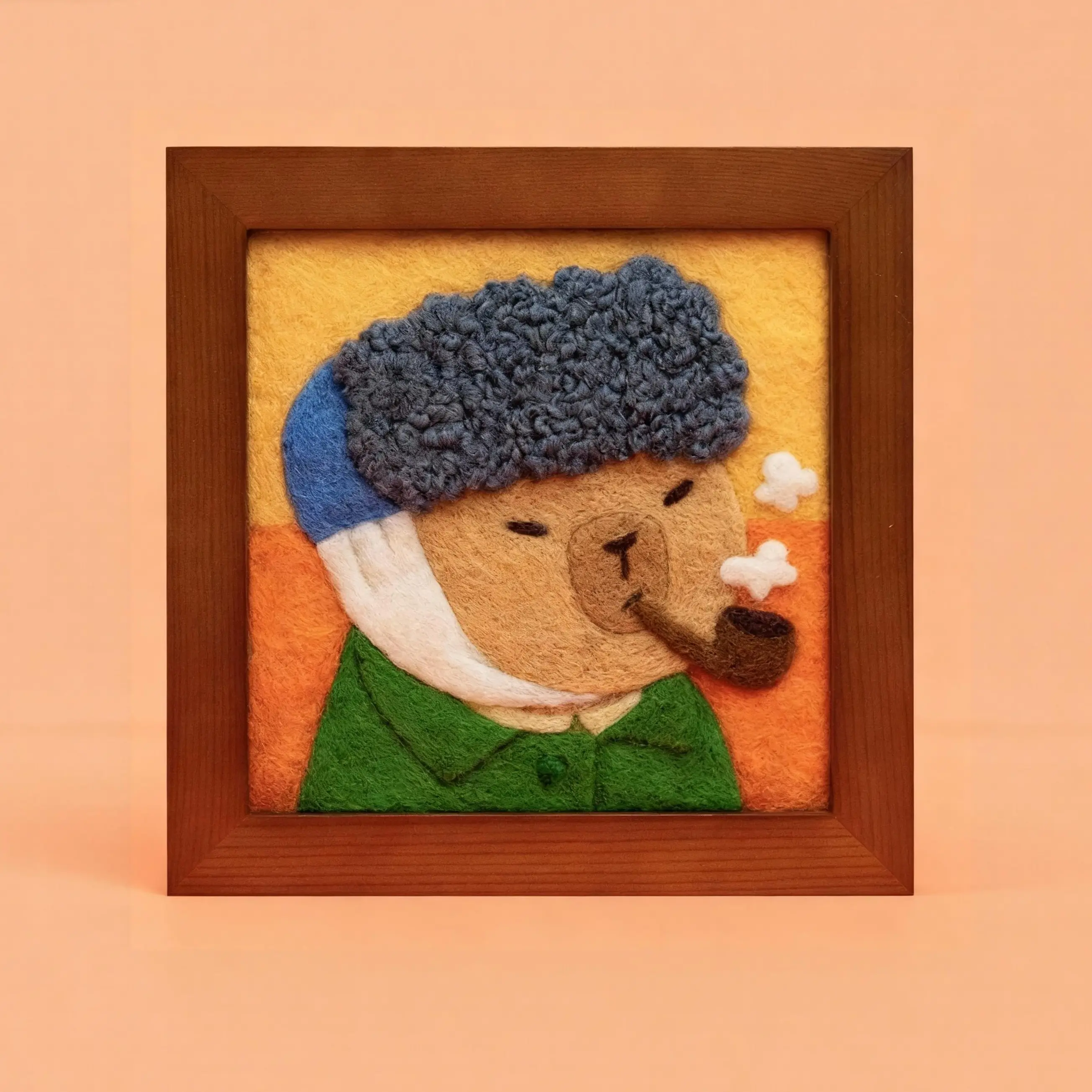 Van Gogh Bear – Framed Wool Art DIY Felting Kit with Needles, Felting Base & Tutorial