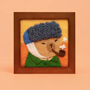 Van Gogh Bear – Framed Wool Art DIY Felting Kit with Needles, Felting Base & Tutorial