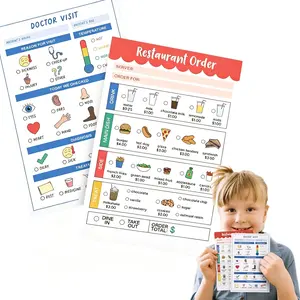 Mini Expression Pretend Play Notebook, 2-Person Game Book, 40 Pages Restaurant Order & Doctor Visit Notes, Role-Playing