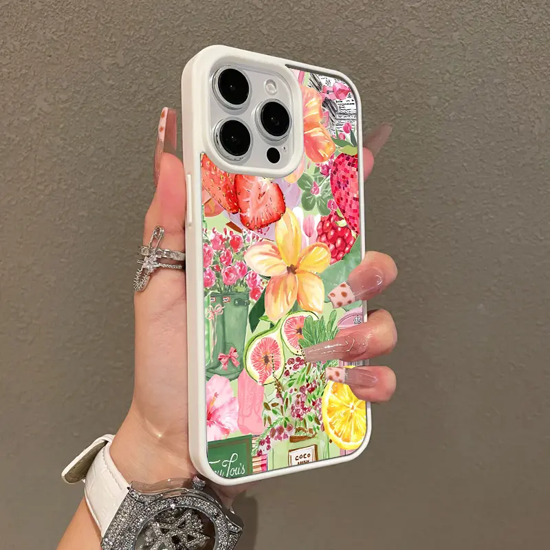 Magnetic Stylish Case for iPhone 17 16 E Pro Max 15 Plus 14 13 12 11 XS XR, Tropical Fruits Floral Collage Aesthetic | Shockproof, Silicone, Lightweight, Girly, and Scratch Resistant Protection