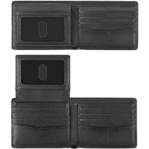 Wallet for Men, Genuine Leather RFID Blocking Mens Wallet, 10 Credit Card Holder Minimalist Front Pocket, Mens Bifold Wallet with 2 ID Window