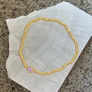 PINK BEZEL CRYSTAL STUD BEADED bracelet