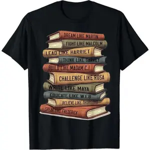Inspirational Leaders Book Stack 100% Cotton Short Sleeve Tee | Round Neck Unisex Tops Tees