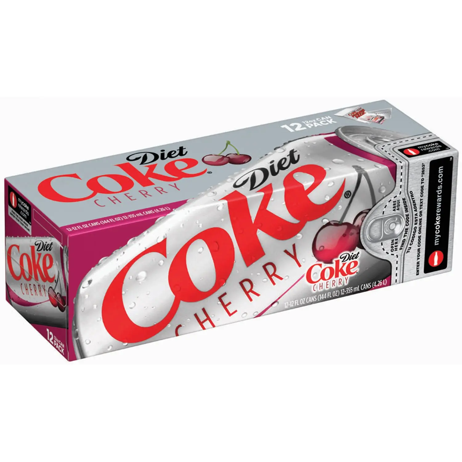 Diet Coke Cherry 12 fl oz 12 Pack Sugar Free Calorie Free Refreshing Sweet Cherry Flavor Bold Twist Classic Taste