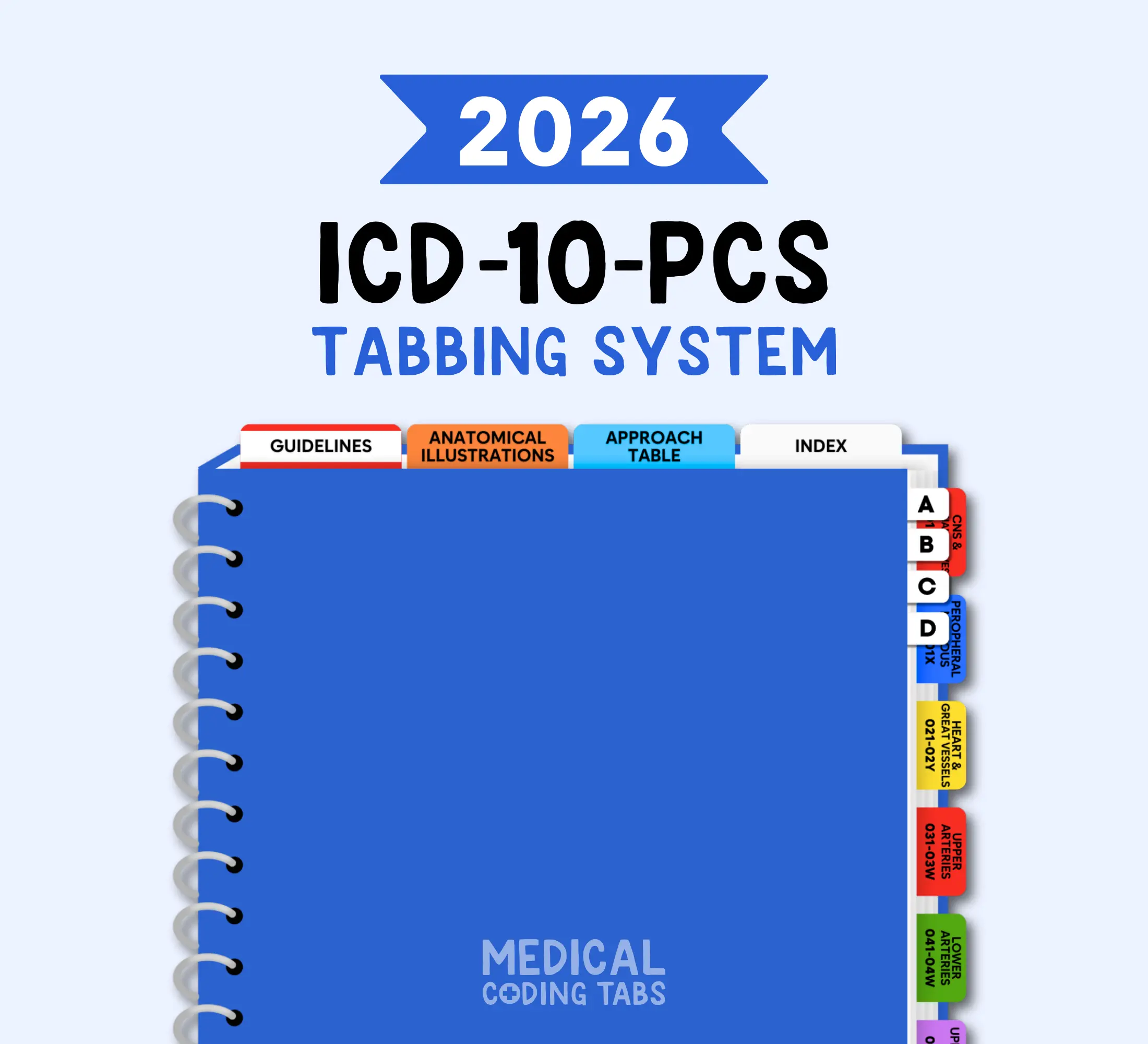 2026 ICD-10-PCS - Tabbing System | Medical Coding Tabs | Book Tabs (Book NOT included)
