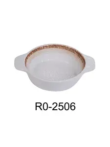 Yanco RO-2506 6.5 x 5 x 1.5 in. Rockeye-2 Porcelain Two-Tone Bake Dish with Ear - 7 oz - Pack of 36