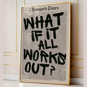 Retro What If It All Works Out Posterprint, Typography Poster, Trendy Wall Art, Motivational Poster,What If Poster Print