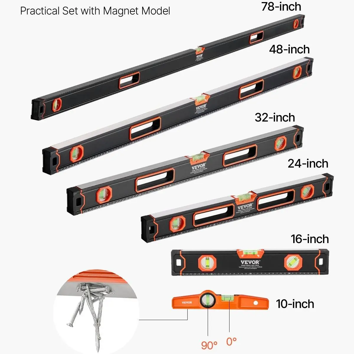 No Magnetic - Set 6 of 78/48/32/24/16/10 inch