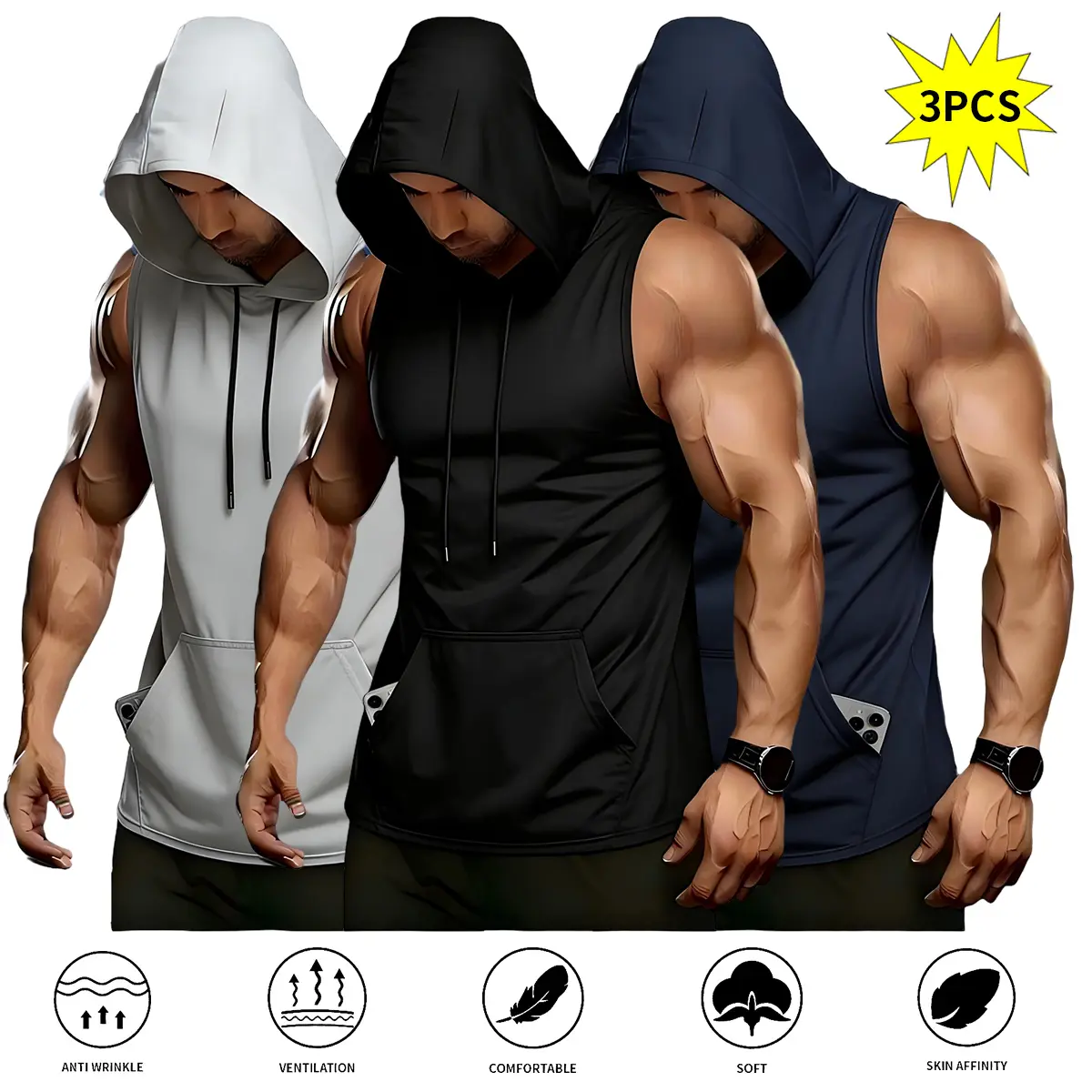 Black + Light Gray + Dark Blue