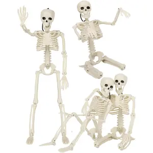 【4 PCS】Halloween Skeleton Doll, Hangable and Displayable, Plastic Scary Skeleton Doll for Outdoor House Patio Party Indoor Spooky Displayable Full Body Skeleton Trunk Spooky Haunted Decorative Props,masks dog black,Ornaments,Decoration