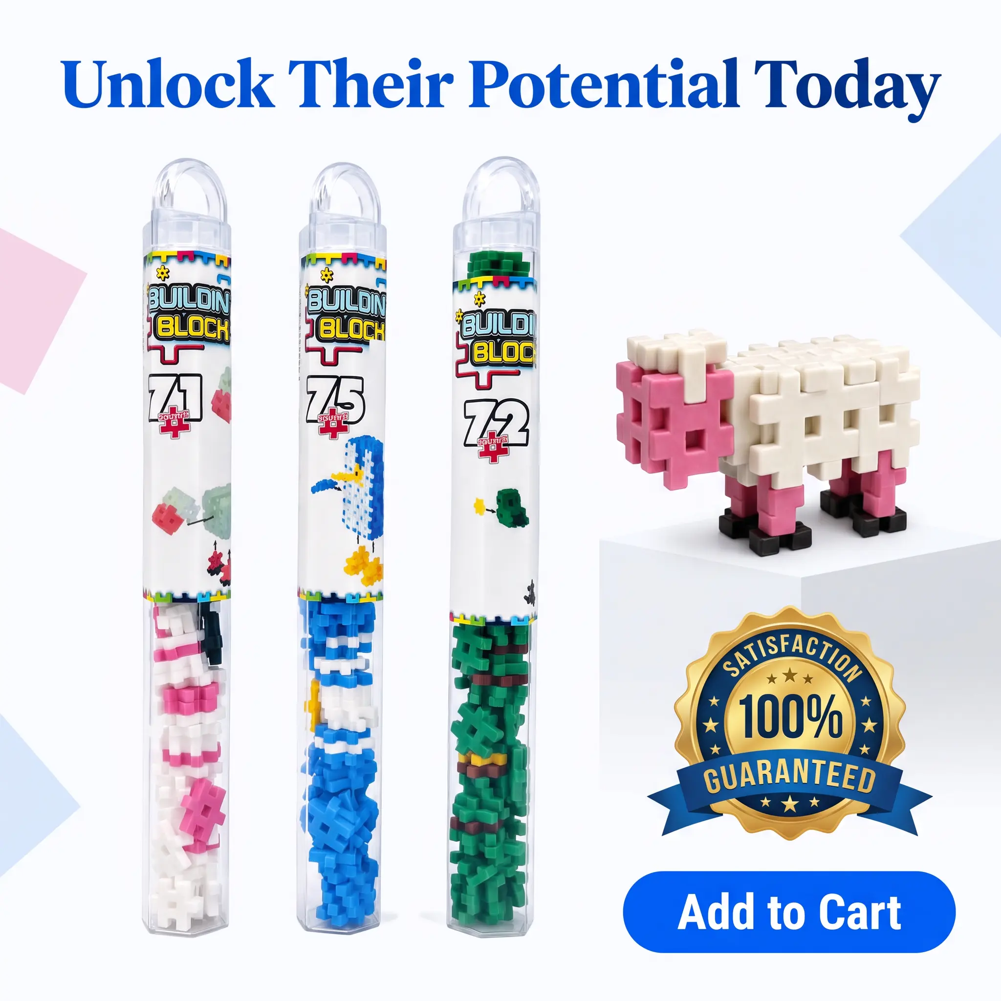 Interlocking  for Kids Ages 3+, STEM Construction Toy with 3 Portable Storage Tubes for Creative Screen-Free Play building block