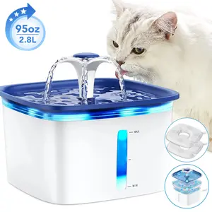 Automatic Pet Water Fountain 95Oz/2.8L with Replacement Filters, Electric Water Bowl for Cats, Dogs, Multiple Pets, Cat & Dog Water Dispenser with Efficient Pump, Blue, Plastic Ophanie