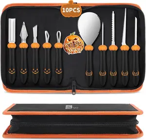 Professional Pumpkin Carving Kit for Halloween – Heavy-Duty Stainless Steel Double-Sided Sculpting Tools, Perfect for Jack-O-Lantern Decoration, Great Halloween Gift
