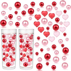 10152 pcs Valentine's Day Vase Filler Pink and Red Pearl Beads Heart Floating Vase Fillers for Wedding Home Table Party Decor Valentine's Day Decor