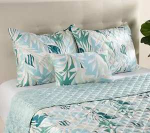 Reversible Palm Printed Queen Quilt Set by Kim Gravel