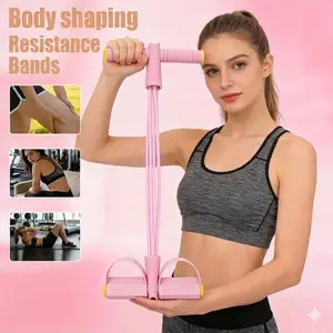 6-Tube Elastic Yoga Pedal Puller Resistance Band - Multi-functional At Home Gym Equipment, Portable Fitness Bar for Abdominal Training, Calf Workouts