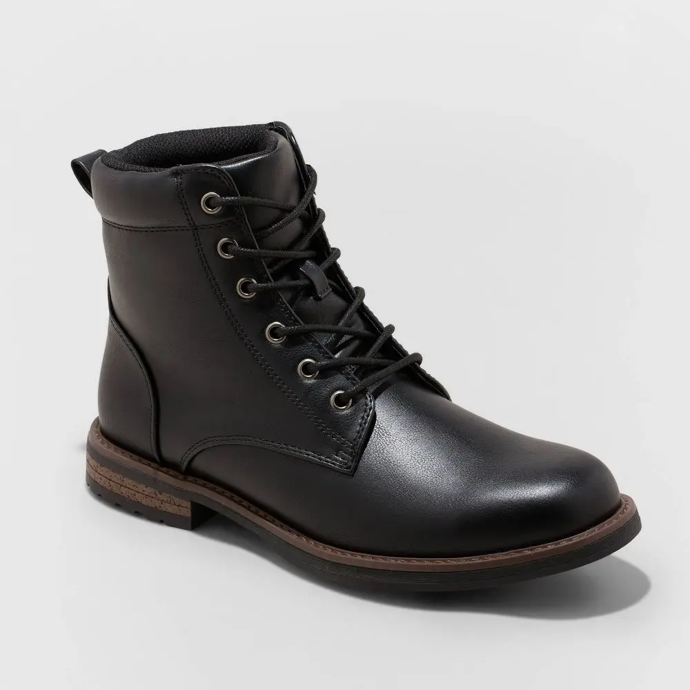 Goodfellow & Co Mens Faux Suede Lace-Up Mid Calf Combat Boots Block Heel, Casual Goodfellow & Co Mens Faux Suede Lace-Up Mid Calf Combat Boots Block Heel, Casual