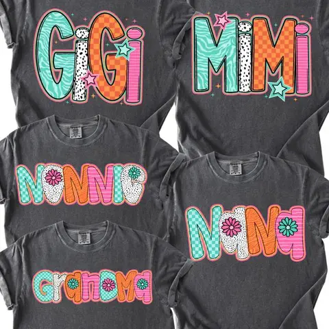 Grandma Matching Graphic Shirts Comfort Colors Nana Gigi Mimi Graphic tees for her