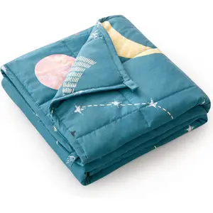 Weighted Blanket 3 Pounds Washable,  for 20-40lb Breathable  Heavy Blanket with  Glass Beads - 36" x 48"  Moon Blue