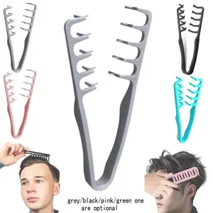 Textured Comb, Puffy Wide-Tooth Hair Styling and Curling Comb, Men''s Textured Styling Hair Detangling Comb, Unisex Grey Comb