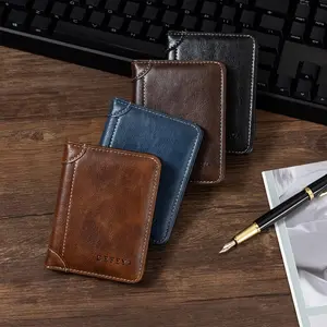Men's Retro Double-Fold Wallet Minimalist Multi-Card Slots Credit Card Holder Compact Slim Wallet for Commute Travel Small Cash Coin Purse Organizer