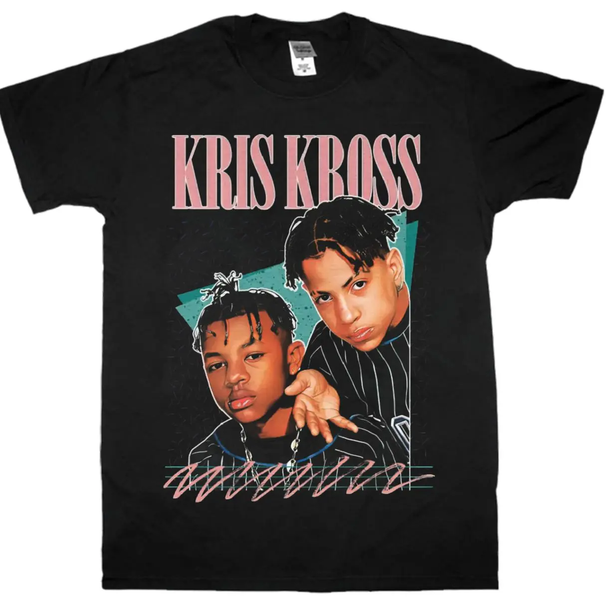 Kris Kross Tribute 90s Hip Hop New Black Tee Unisex Cotton Fabric Tee Full Size
