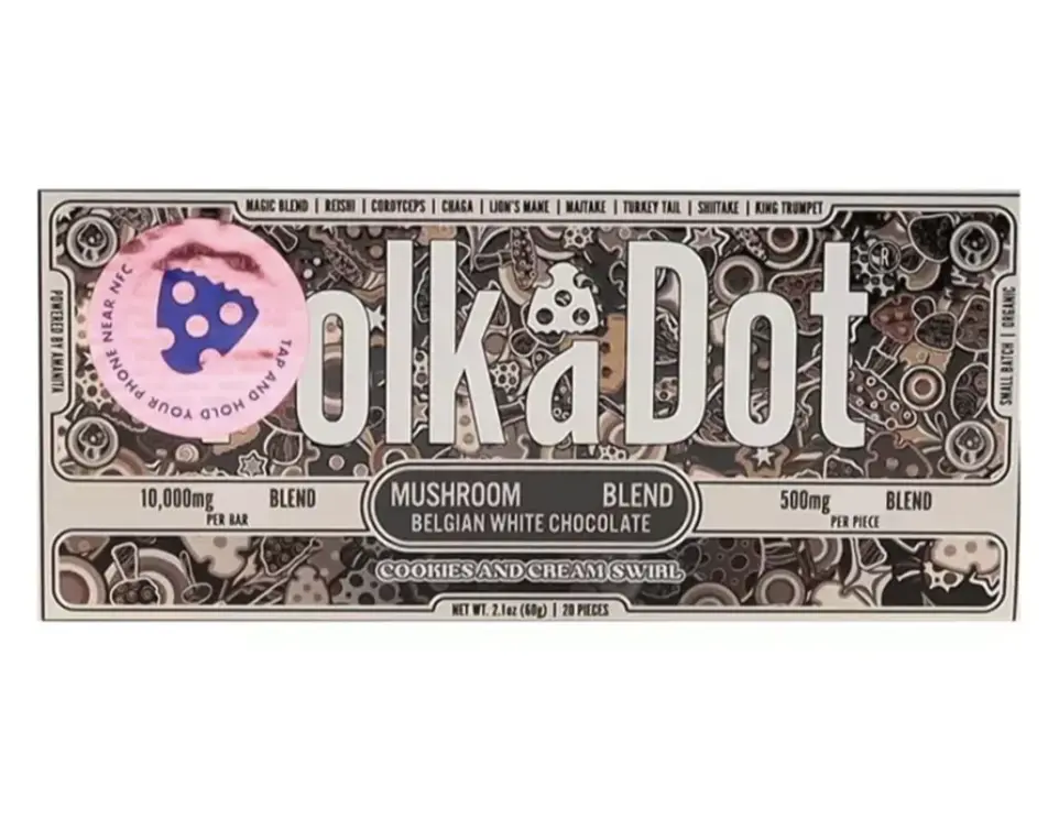 Polkadot Belgian Chocolate, Cookies And Cream Swirl, 20 Count, Premium Plant-Based Chocolate, 100% Organic, High-Quality Ingredients, Made in USA, All Natural, Healthy Chocolate, Plant-based Snack, 20 Piece Chocolate Bar