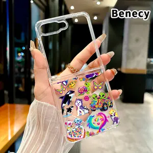 Whimsical Creature Assortment Pattern Phone Case for Z Flip 7/6/5/4 Protective Folding Case with Double Protection and Camera Lens Cover