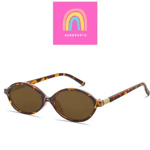 Retro Oval Sunglasses Unisex 90s Small Frame UV400 Brown Lens Tortoise