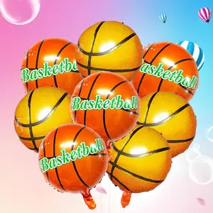 Basketball Series Foil Balloons, Multi-Piece Multi-Shape Mixed Color Set, Ideal for Sports Events, Birthdays, Parties & Scene Decor