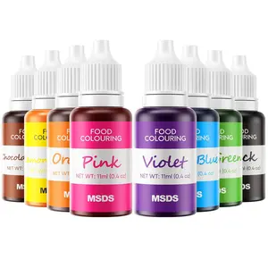 Food Coloring Liquid 8 Vibrant Set for Macaroons Pastel Cupcakes Brownies Cookies Baking, DIY Supplies Kit 0.44 Fl.oz (11 ml)/Bottles Nata Baked