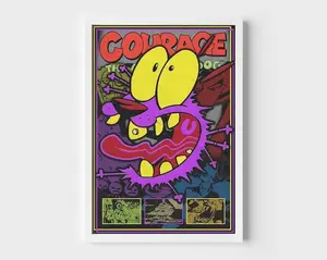 Courage The Cowardly Dog Poster Print, Courage Wall Art, Cartoon Network Art, Horror Decor (No Frame)