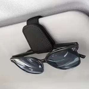 Magnetic Leather Car Sunglasses Holder, Universal Sun Visor Glasses Clip, Anti-Scratch Car Eyeglasses Hanger Mount for Car Sun Visor, Sunglasses Holder for Eyeglasses, Sunglasses, Ticket Cards & Car Interior Accessories, Car Storage Organizer
