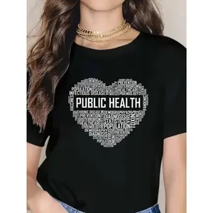 100% Cotton Unisex Public Health Healthcare Worker Appreciation T-Shirt – Printed Short-Sleeve Crew Neck T-Shirt Top