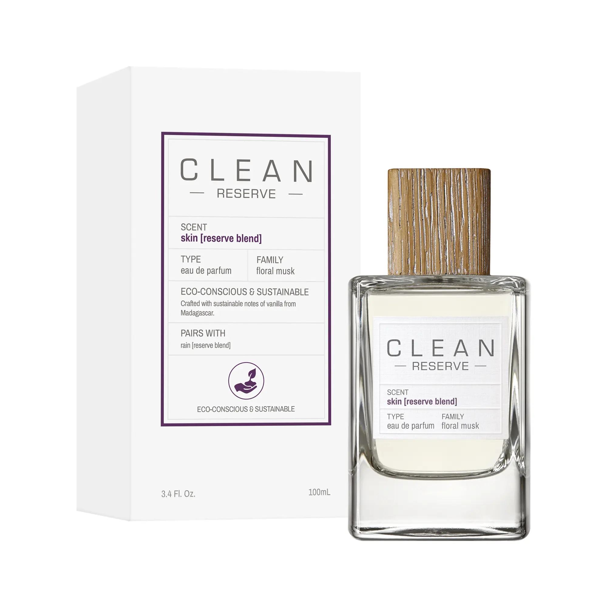 Skin | "Close-to-the-Skin" Cozy Perfume | CLEAN RESERVE | Second Skin Perfume | Skin Musk Scent | Floral Musk | Soft and Sensual Unisex Fragrance | Perfect Every Day Perfume | Bergamot, Warm Skin, Vanilla Orchid, Cedarwood and Musk Perfume