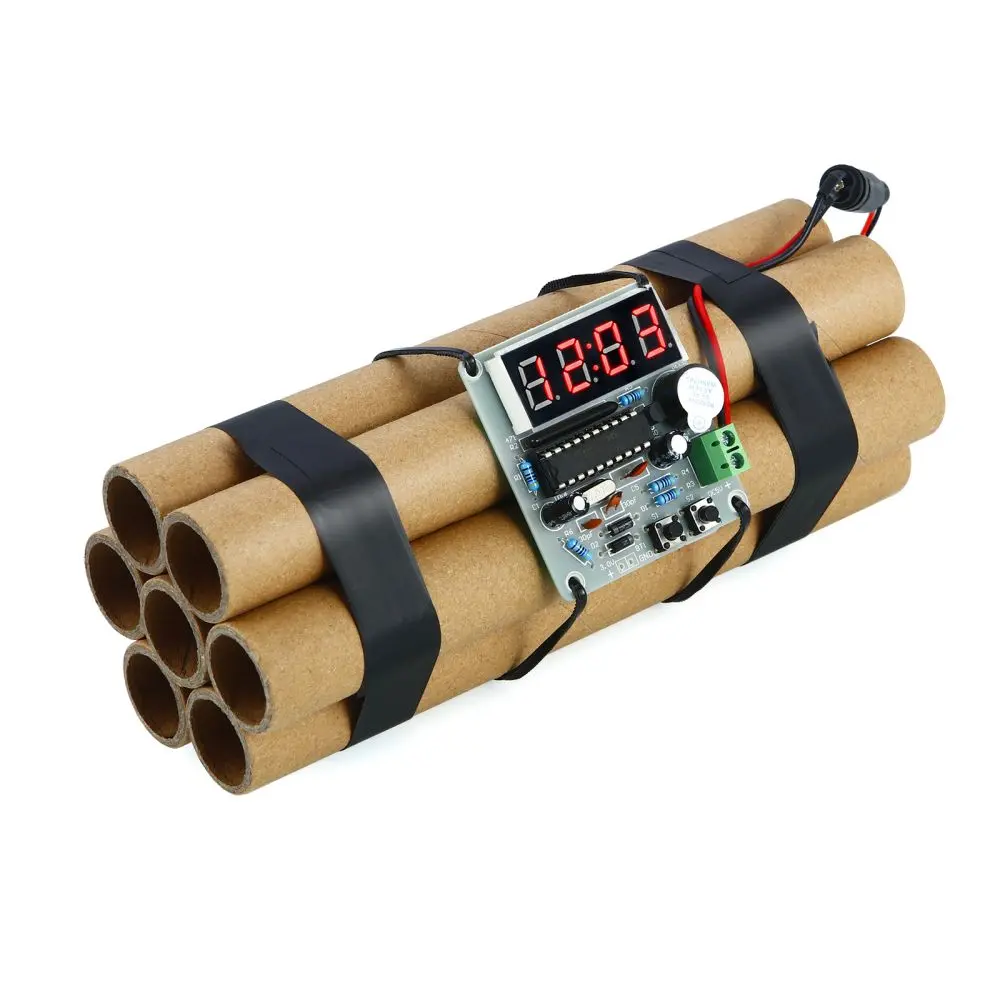 Realistic Prank Kit Movie Props for Movie Stage Countdown Alarm Clock DIY Gag Playful April Fools Pranks Kit PCB for Adults Fake Bomb Electronic Decorations